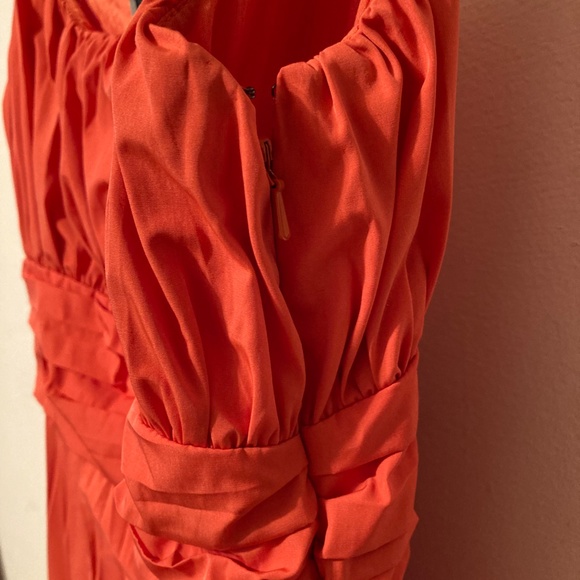 Anne Klein Orange Pleated Retro 50's Summer Dress sz10 - Picture 8 of 13